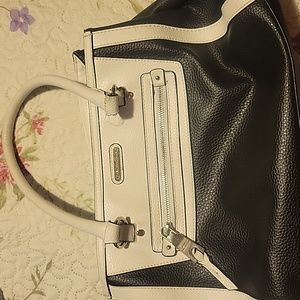 Dana Buchman Cynthia convertible satchel brown and cream